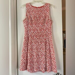 Eva Mendes New York & Company Salmon Dress with White Lace Overlay